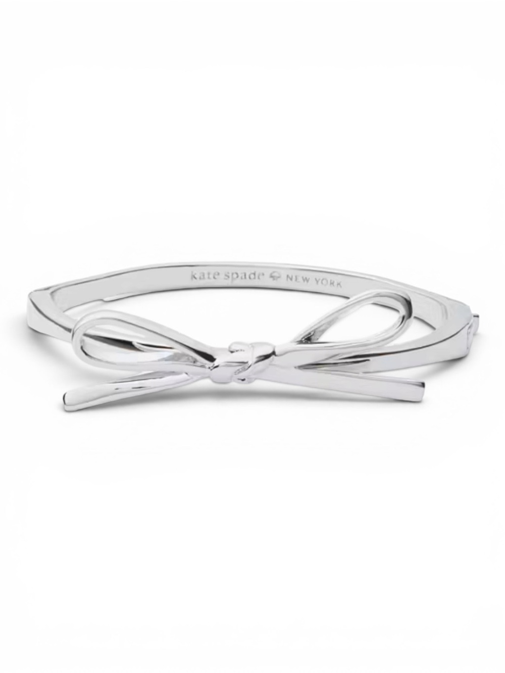 Kate Spade Skinny Mini Bow Bangle Silver Bracelet NWT $79
